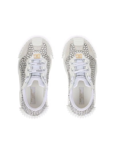 Shop Dolce & Gabbana Studded Low-top Leather Sneakers In White