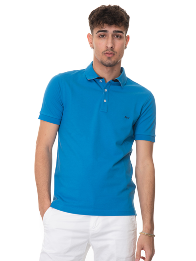 Shop Fay Short Sleeve Polo Shirt In Turquoise