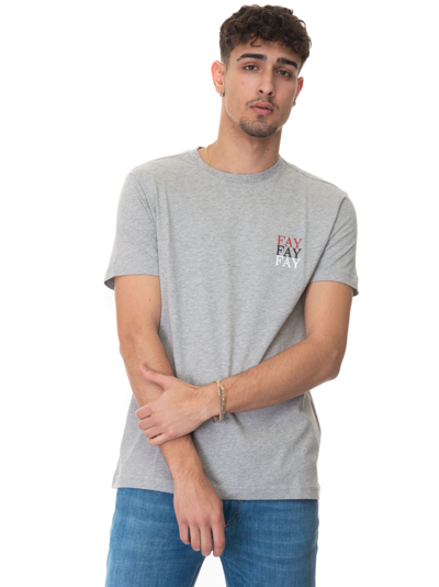 Shop Fay T-shirt With Short Sleeves In Light Grey