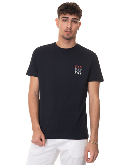Shop Fay T-shirt With Short Sleeves In Blue