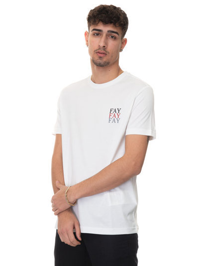Shop Fay T-shirt With Short Sleeves In White