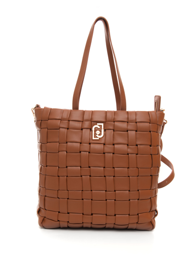 Shop Liu •jo Ecs L Tote Sicura Shopping Bag Leather Polyurethane Woman In Brown
