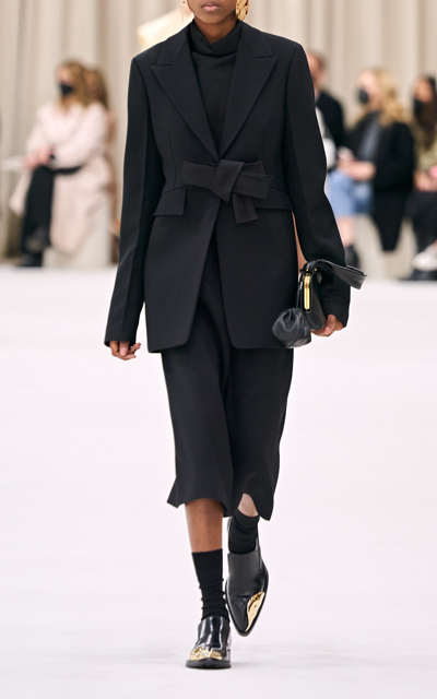 Shop Jil Sander Women's Wool Piquet Wrap Skirt In Black