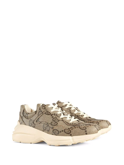 Shop Gucci Rhyton Lace-up Sneakers In Neutrals