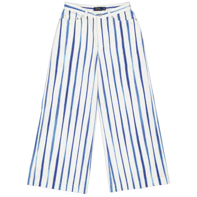 Shop Polo Ralph Lauren Ladies Striped Wide Cropped Trousers In N/a