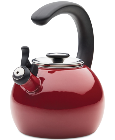 Shop Circulon Enamel On Steel 2-qt. Whistling Teakettle With Flip-up Spout In Red