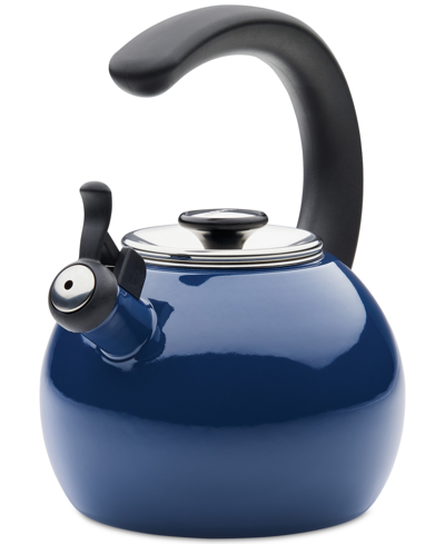 Shop Circulon Enamel On Steel 2-qt. Whistling Teakettle With Flip-up Spout In Navy