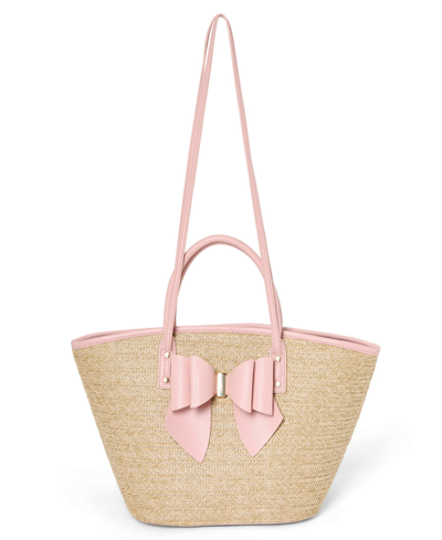 Shop Like Dreams Women's Veronica Polka Straw Tote In Blush