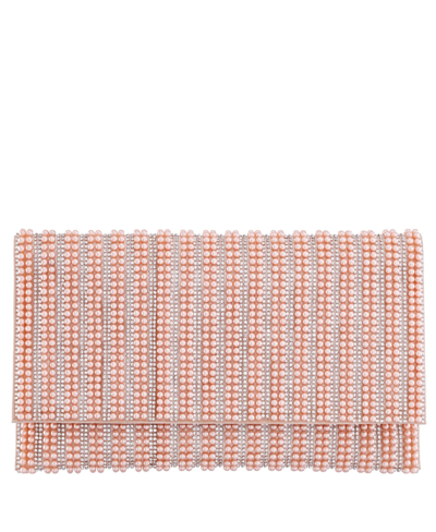 Shop Nina Women's Allover Imitation Pearl And Crystal Envelope Clutch In Pearl Rose