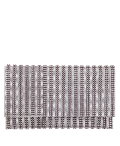 Shop Nina Women's Allover Imitation Pearl And Crystal Envelope Clutch In Soft Grey