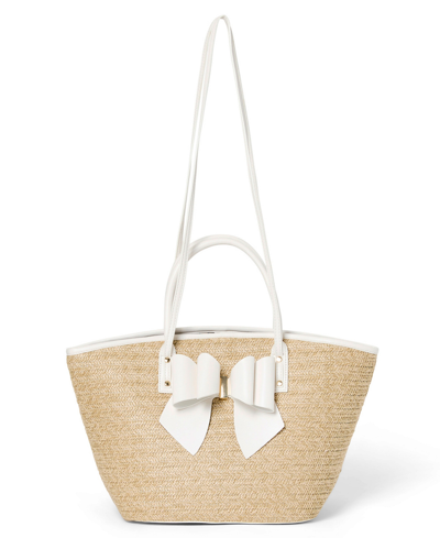 Shop Like Dreams Women's Veronica Polka Straw Tote In White