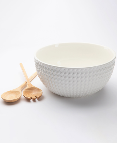 Shop Thirstystone Salad Bowl With Servers, Set Of 3 In White