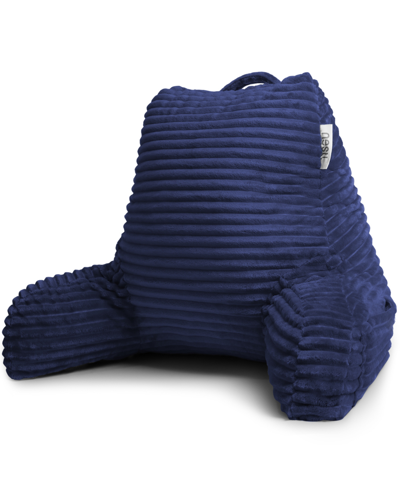 Shop Nestl Bedding Cut Plush Striped Reading Pillow With Arms, Medium In Navy Blue