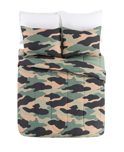Shop Urban Playground Covert Camouflage 3 Piece Comforter Set, Full/ Queen In Green