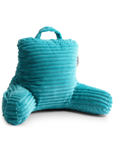 Shop Nestl Bedding Cut Plush Striped Reading Pillow With Arms, Small In Teal Blue