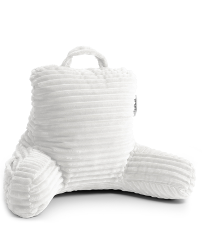 Nestl Bedding Cut Plush Striped Reading Pillow With Arms, Medium In White