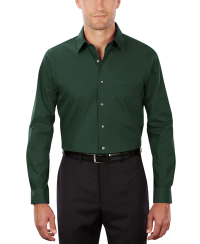 Shop Van Heusen Men's Classic-fit Poplin Dress Shirt In Pvh Leaf