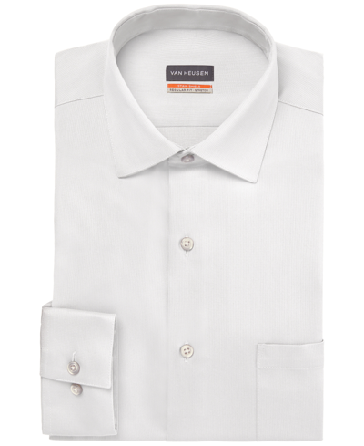 Shop Van Heusen Men's Big & Tall Classic/regular-fit Stain Shield Performance Stretch Textured Dress Shirt In White