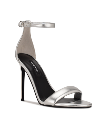 Shop Nine West Women's Teeya Ankle Strap Dress Sandals Women's Shoes In Silver