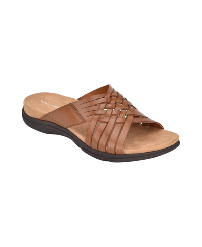 Easy Spirit Meadow Slide Sandal In Cognac Leather