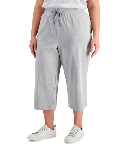 Karen Scott Plus Size Drawstring-waist Knit Capri Pants, Created