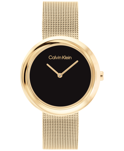 Shop Calvin Klein Gold-tone Mesh Bracelet Watch 34mm