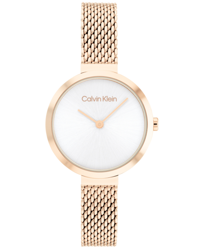 Shop Calvin Klein Carnation Gold-tone Mesh Bracelet Watch 28mm