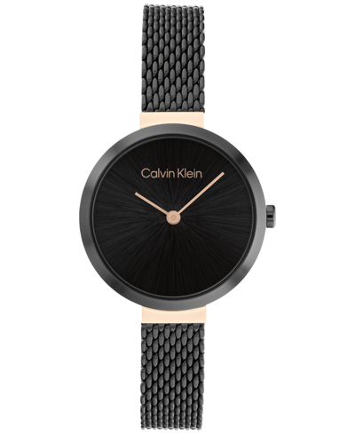 Shop Calvin Klein Black Stainless Steel Mesh Bracelet Watch 28mm