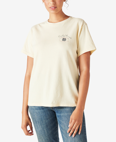 Shop Lucky Brand Classic Logo Boyfriend T-shirt In Almond Oil