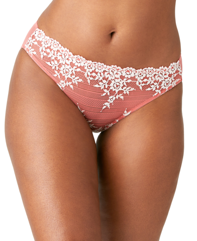 Shop Wacoal Embrace Lace Bikini Underwear 64391 In Faded Rose/white Sand