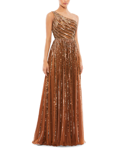 Mac Duggal Sequined Beaded Gown In Copper | ModeSens