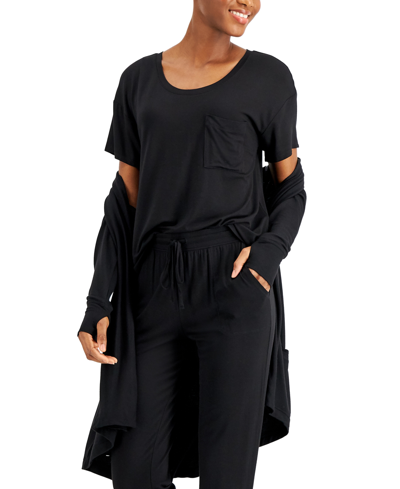 Shop Alfani Super Soft Scoop-neck Pajama Top, Created For Macy's In Classic Black
