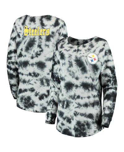 Shop New Era Women's  Black Pittsburgh Steelers Tie-dye Long Sleeve T-shirt