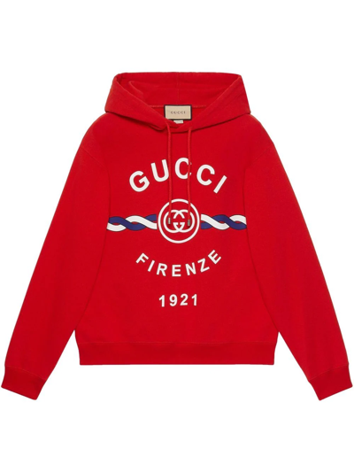 Shop Gucci Firenze 1921 Hoodie In Red
