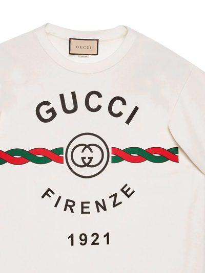 Shop Gucci Firenze 1921 Cotton T-shirt In White