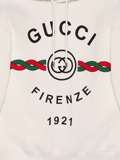 Shop Gucci Firenze 1921 Cotton Hoodie In White