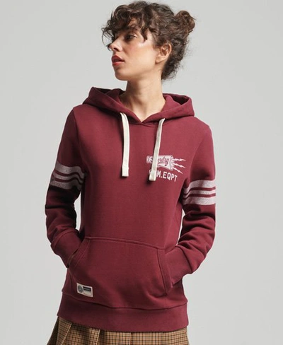 Superdry Women's Vintage Athletic Striped Hoodie Red / Tawny Port - Size:  16 | ModeSens