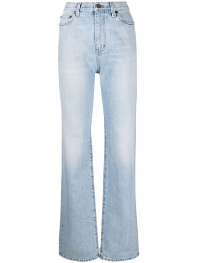 Shop Saint Laurent Women's Blue Cotton Jeans