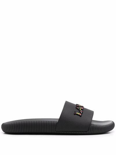 Shop Lanvin Men's Black Polyurethane Sandals