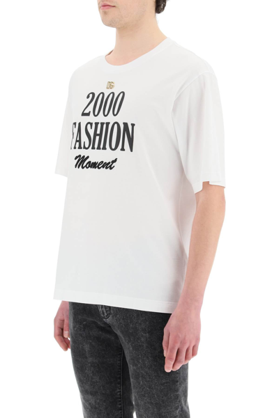 Shop Dolce & Gabbana T-shirt With Print And Dg Logo In White