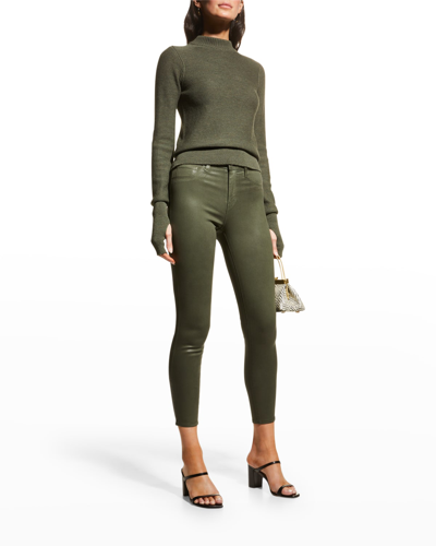 Shop L Agence Margot High-rise Skinny Jeans In Ivy Green Coated