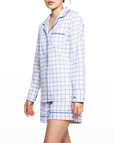 Shop Petite Plume Nantucket Tattersall Long-sleeve Short Pajama Set In White