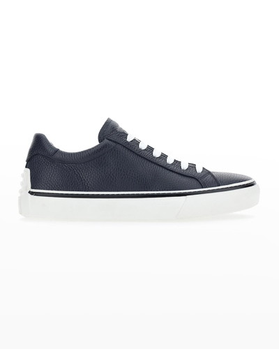 Shop Tod's Men's Casetta Leather Low-top Sneakers, Dark Navy