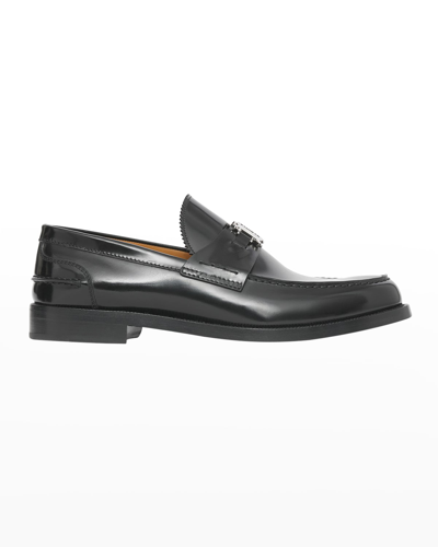 Shop Burberry Men's Fred Leather Loafers In Black