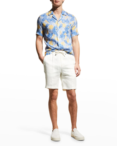 Shop Isaia Men's Linen Shorts In Light Brow