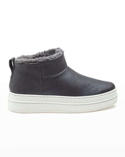Shop Jslides Nia Suede Plush Bootie Sneakers In Dark Grey Etallic