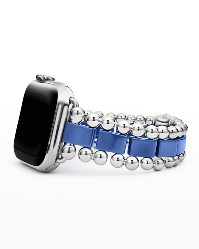 Shop Lagos Smart Caviar Ultramarine Ceramic Link Watch Band, 38-45mm In Stainless Steel