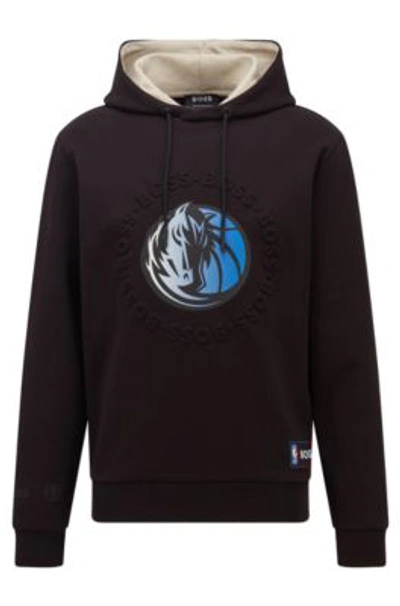 Shop Hugo Boss Boss & Nba Hooded Sweatshirt With Dual Branding In Nba Mavericks