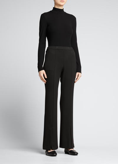 Shop Theory Demitria Flare-leg Double-knit Vented Pants In Blk