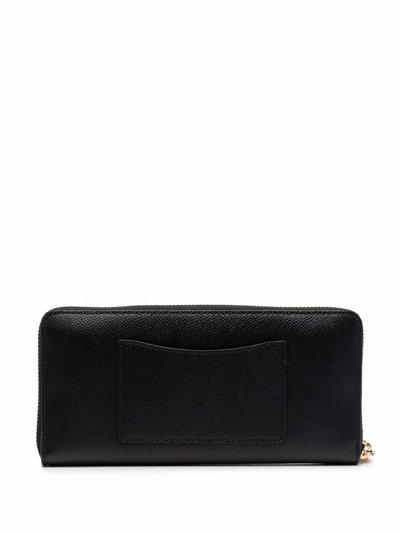 Shop Michael Michael Kors Logo-plaque Zip-up Wallet In Schwarz